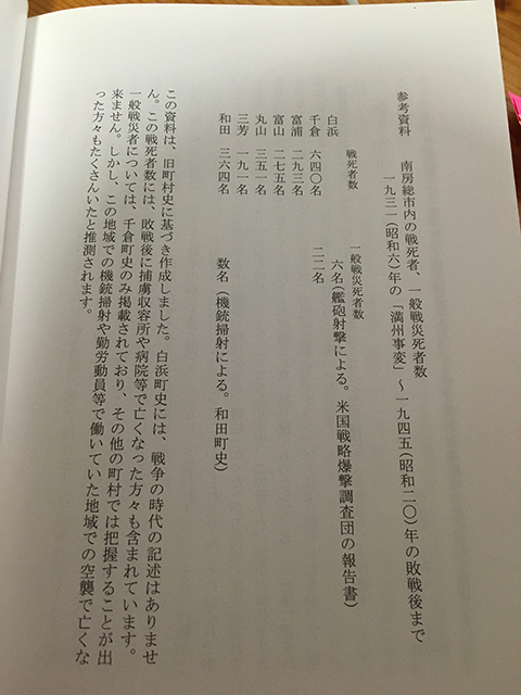 参考資料　南房総市内の戦死者、一般戦災死者数