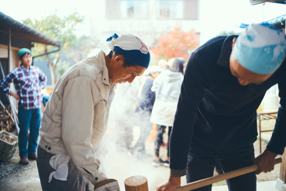 やぎ農園のお餅つき