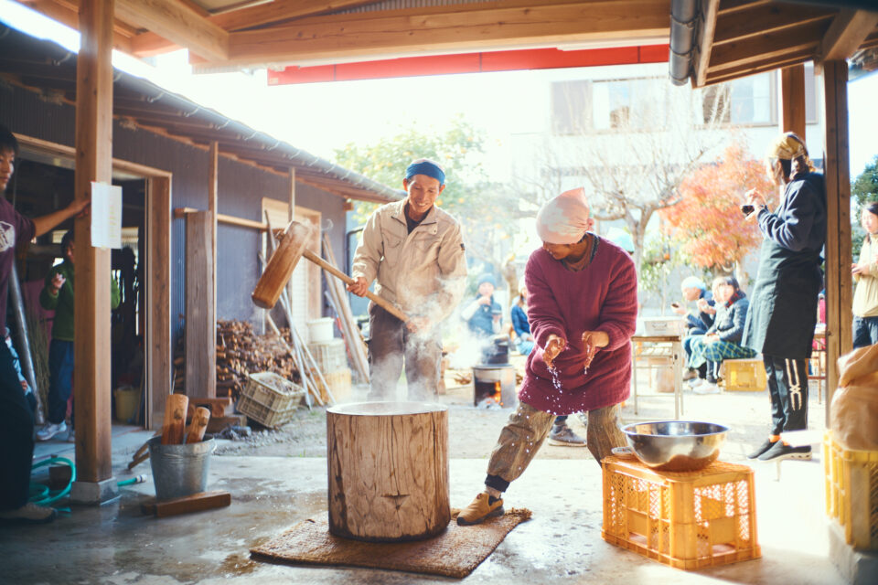 やぎ農園のお餅つき