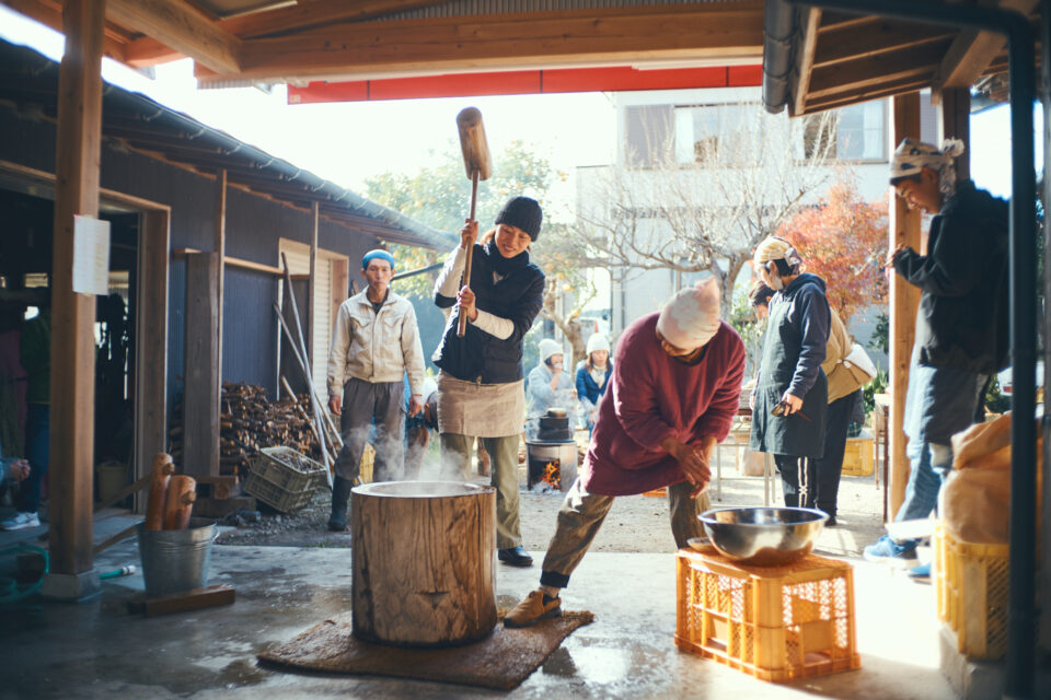やぎ農園のお餅つき
